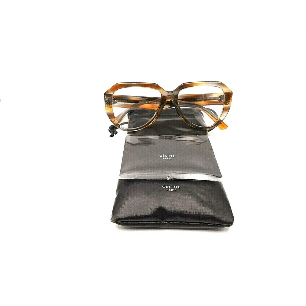 CELINE Women's Eyeglasses with Demo Lenses, CL50016I, Striped Brown-Grey NEW